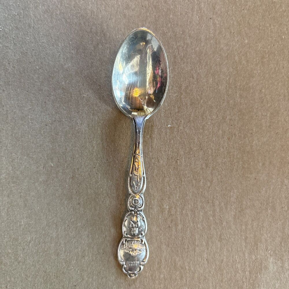 VIntage Alaska Sterling Silver Souvenir Spoon  Bear Totem Mt McKinley